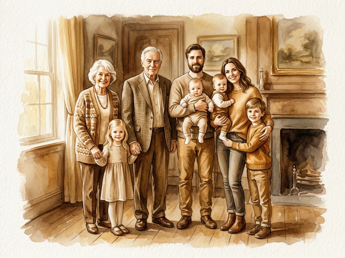 сделать фото рисунком акварелью семейный портрет сепия