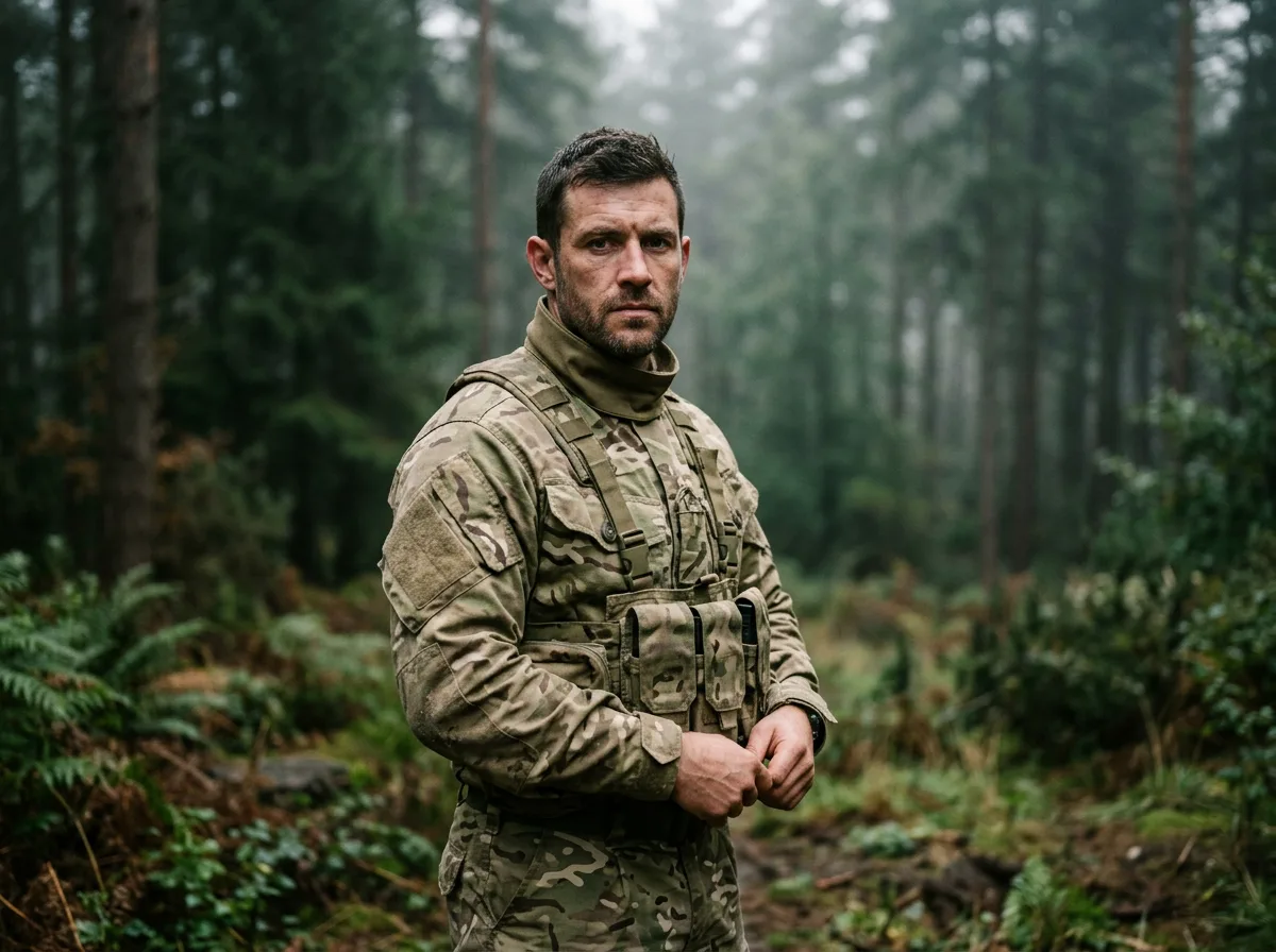 ИИ фото в полевой военной форме на природе