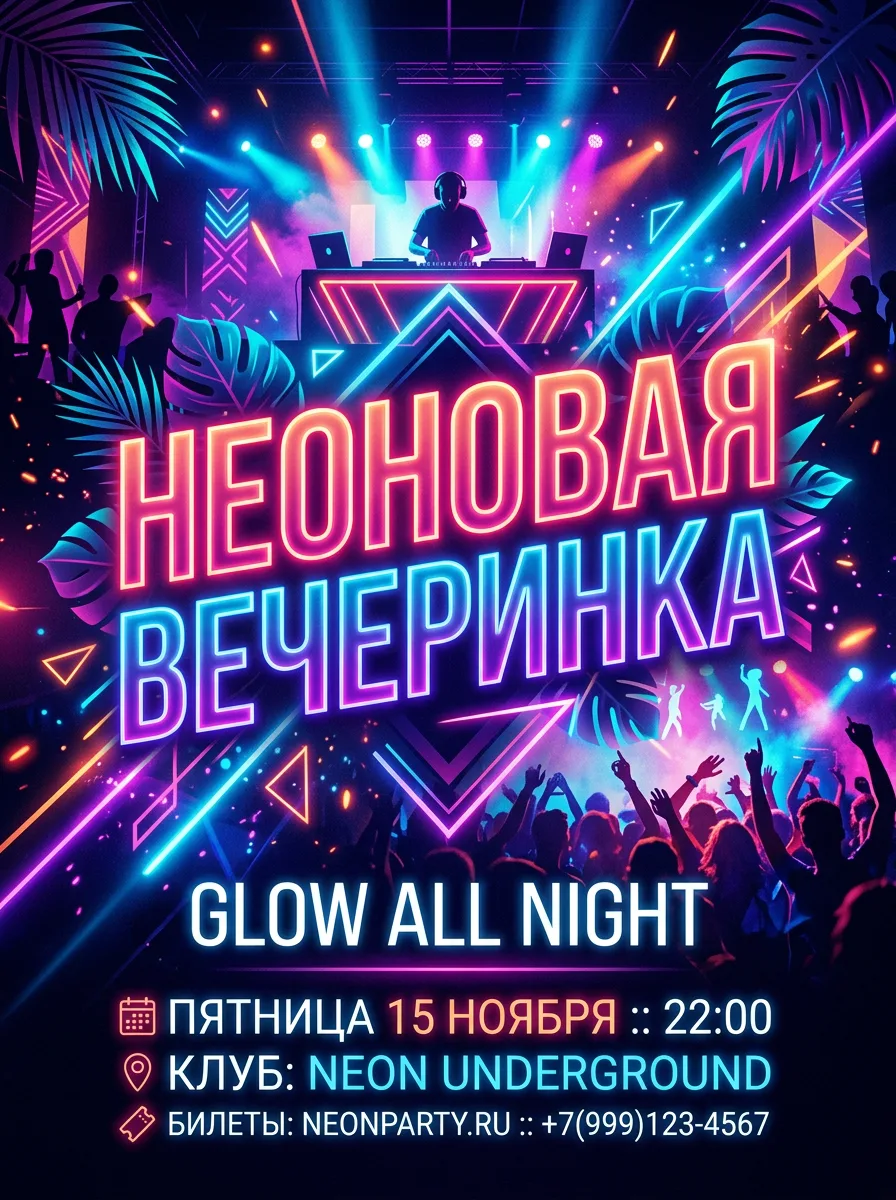 Афиша мероприятия - создать онлайн с помощью нейросети
