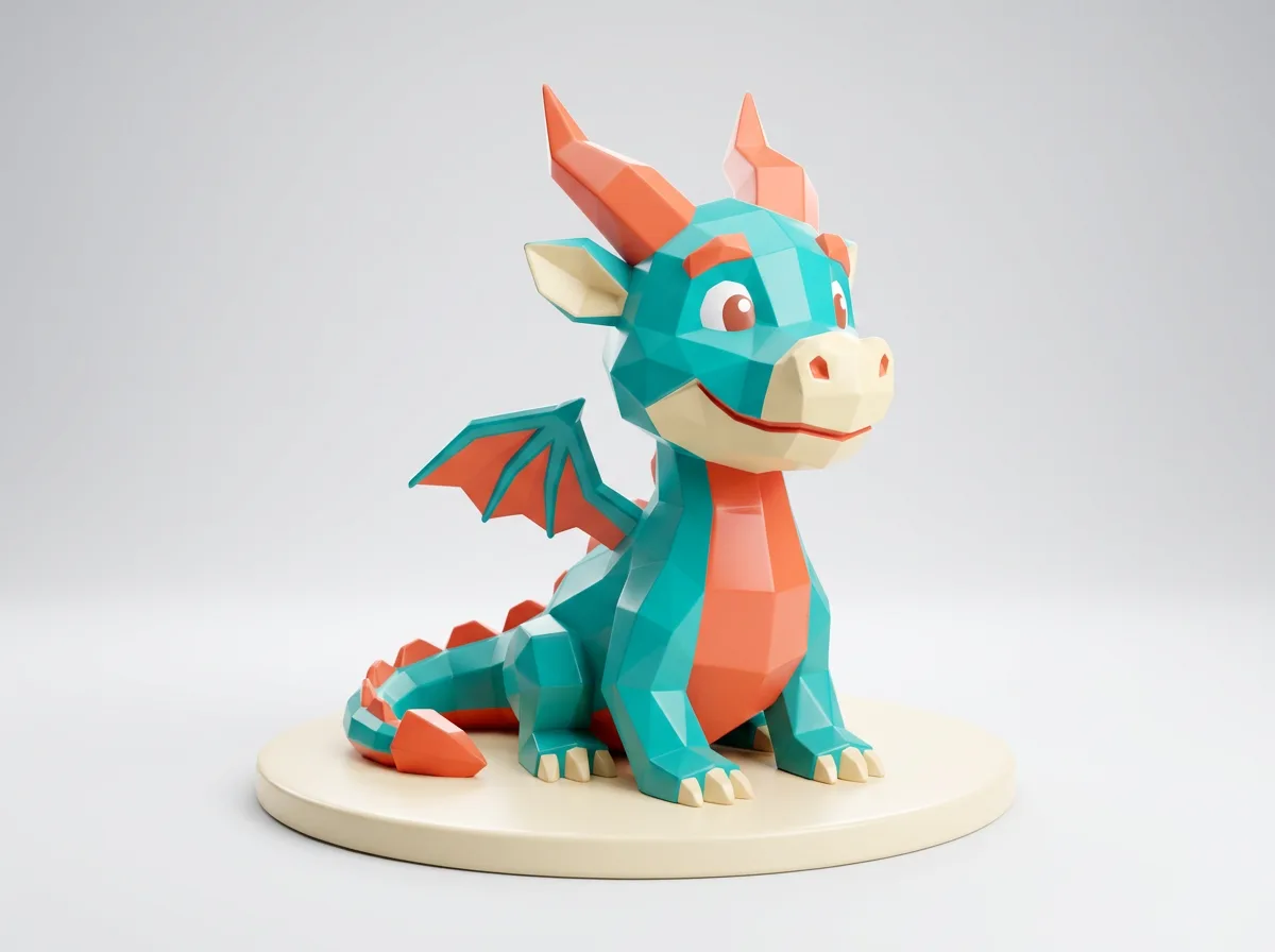 3d модель нейросетью стилизованная фигурка дракона